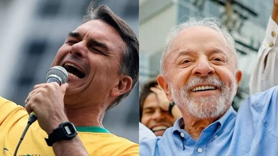Candidatos à presidência Flávio Bolsonaro (PL) e Lula (PT) em ato de campanha Imagem: Miguel Schincariol/AFP e Ricardo Stuckert/Campanha do Lula